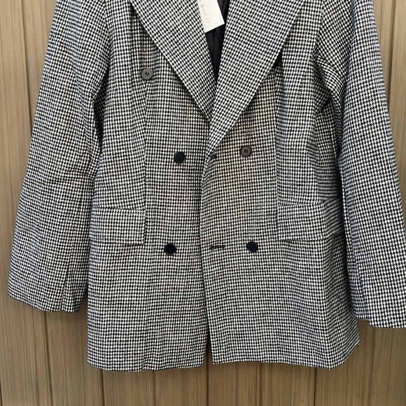 Trish Scully Women's Houndstooth Double Breasted Blazer 12 Wool Academia Preppy - Picture 3 of 11